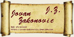 Jovan Zakonović vizit kartica